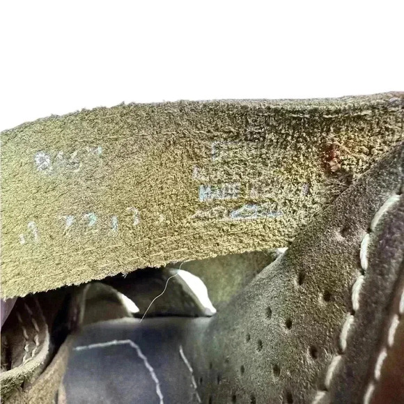 Vintage Candies Platform Sandals Sz 8.5 Brown Leather & Wood Heel Y2k Boho 90s - Picture 7 of 8